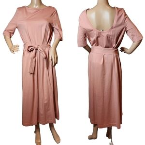 COS Dusty Pink Midi Maxi Dress Half sleeve   Pockets Belted size small